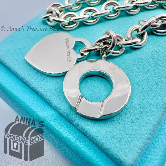 Tiffany & Co. 925 Silver MED RTT Heart Tag Toggle 8.5" Bracelet (pouch) - Picture 6 of 8